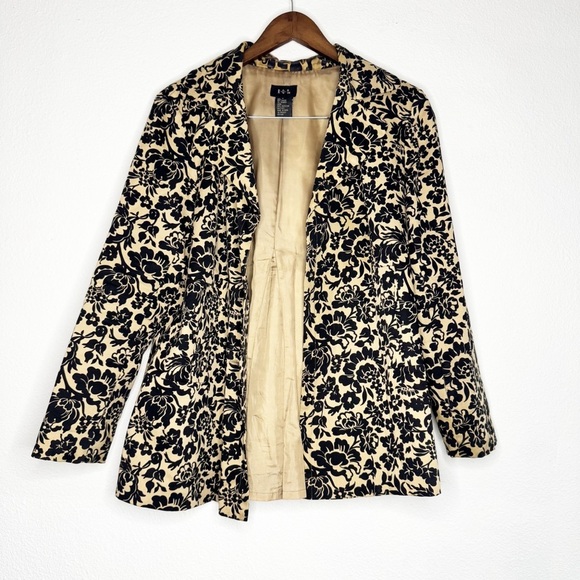 Vintage R.Q.T. Jacket Blazer Long Jacket Tan Black Size Small - Picture 1 of 16